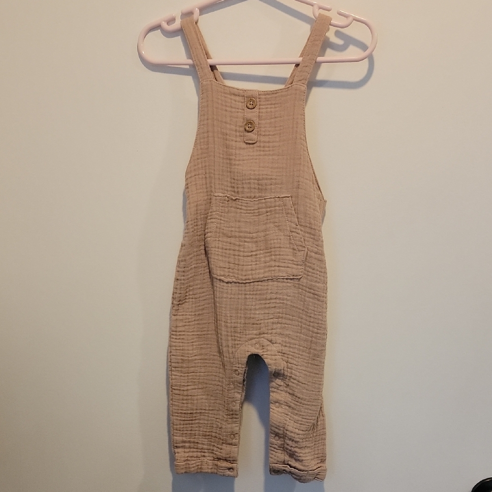 Tan Overalls with Adjustable Straps and Relaxed Fit